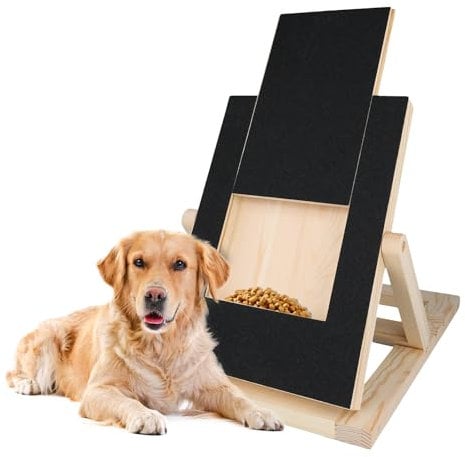 Dog Scratch Pad, Wooden Square Dog Nail Scratch Pad Dog Scratch Mat with Dog Treat Drawer Dog Nail File Board Dog Nail Trim Toy for Large, Medium Small Dogs