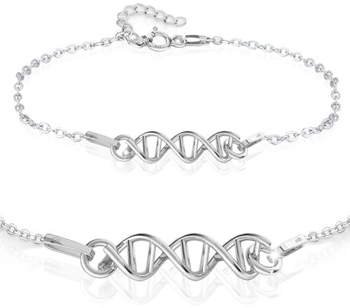 PANDA LUXURY JEWELLERY Armband Damen Silber 925 DNA Glänzende Armbänder Sterlingsilber Schmuck für Sie Mädchen Einstellbare Länge Damen Molekularer Schmuck Chemische Formel Geschenk Valentinstag