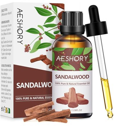 AESHORY Sandalwood Essential Oil 100ml, 100% Pure Natural Sandalwood Oil, Perfect for Diffuser, Humidifier, Aromatherapy, Relax, Skin Care, Perfume & Candle Making