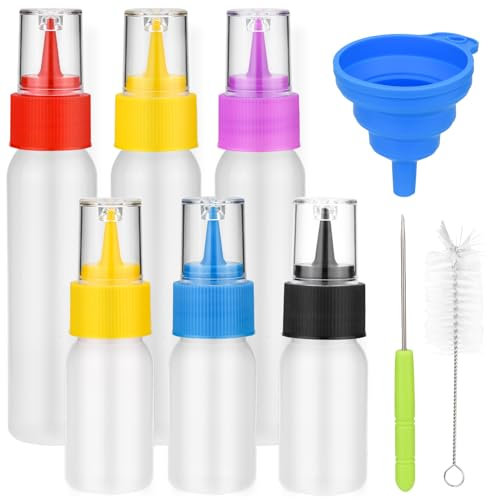 Quetschflaschen mit Nadel, Pinsel, Trichter und Mini-Kunstflaschen, Set mit 10 Stück, für Zuckerguss, Kuchen und Kekse