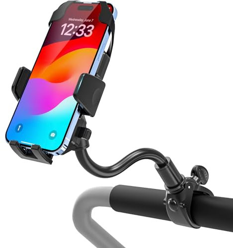 Soporte Movil para Cochecito Bebe, Dosvsi Soporte Movil Carrito Bebé, Brazo Ajustable & Giro 360 Grado, Soporte Teléfono Manillar Clamp Mount para iPhone 15 Pro MAX 14 13 12 11, Smartphones de 4-7