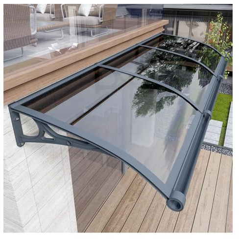 JUCCJUXIN Marquise de Porte d’Entrée Moderne,Auvent de Porte et Fenêtres,Qualité 100% Marquise de Porte d'Entrée en Polycarbonate,Contre la Pluie et UV,Marquise de Porte Avant-Toit(60x140cm/24x55in)