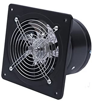 Ventilador de 150 mm, ventilador extractor industrial, ventilador de pared de metal, ventilador extractor, ventilador silencioso con válvula antirretorno, rejilla mosquitera integrada