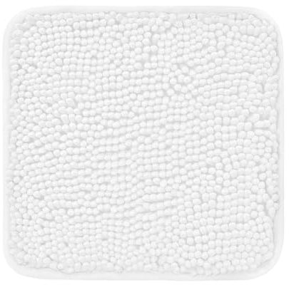 PureSwan Kleiner Badezimmerteppich, 30,5 x 30,5 cm, waschbare und saugfähige Badematte, rutschfest, dicke, weiche Chenille-Badteppiche für Badezimmer, Dusche, Waschbecken (weiß)