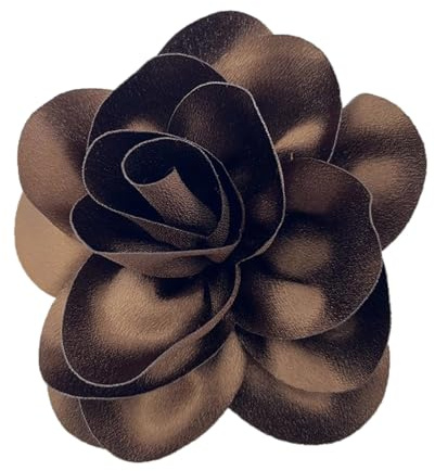 NIHENHAO Schöne Satin-Blumen-Anstecknadel Anstecker Pin, zarte Brosche mit einzigartigem Muster, für modebewusste Personen, Dunkelbraun