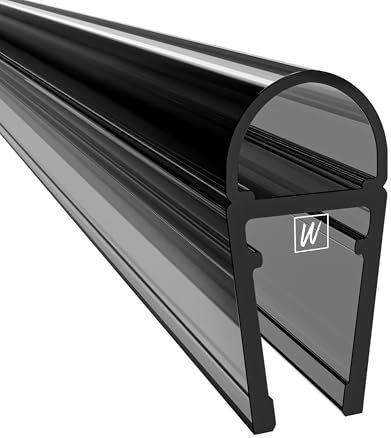 WAKA Premium Duschtür & Duschlippe PRO-B Duschdichtung Optisch Schwarz-Transparent Duschdichtungen für Duschtüren 6-8mm Länge 2000mm Duschkabinen Dichtungen & Duschtürdichtung mit der Besten Qualität