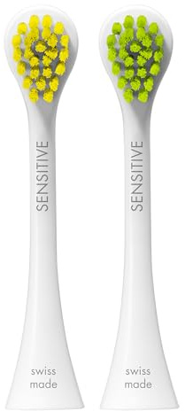 Curaprox Hydrosonic Sensitive Brush Heads,Yellow-Green, Swiss Made | For Gentle Gum Care & Daily Cleaning , 2-Pack , Compatible with All Curaprox Sonic Models