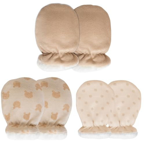 3 Paare Baby Fäustling Handschuhe, Weich Baumwoll Baby Fäustlinge, Neugeborenes Warme Fäustlinge Handwärmer Säugling Anti Scratch Winter Warm Gloves Gefüttert Handschuhe für 0-12 Monate