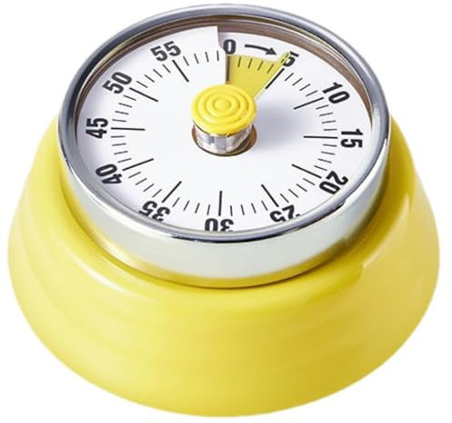 Tissting Visueller Timer, 60-Minuten Countdown Timer, Eieruhr Mechanisch Magnetisch Manueller Countdown Küchentimer Eieruhr Mechanisch für Kinder Studie Arbeit Kochen (Gelb)