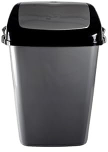 BH | Small Swing Bin 5 Liters | Gray | 1 Pc | Waste, Durable, Lightweight Hinged Swing Lid for Kitchen, Office, and Home Use – Odor Reducing Design - L 18.5 cm x W 15.5cm x H 29cm - By BEST HOUSE