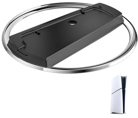 JRILUO Socle Slim Support Vertical Compatible avec PS5 Pro, Socle Vertical Noir avec Tapis Antidérapant et Vis Accessoire en Acier Inoxydable Compatible avec PS5 Slim