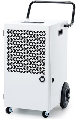 Megonia Deshumidificador Compresor Eléctrico 120L/Día: Gran Deshumidificador con Bomba y Manguera de Drenaje, 300m²/600m³ Cubierta Portátil, Temporizador 24Hr, Secado de Lavandería