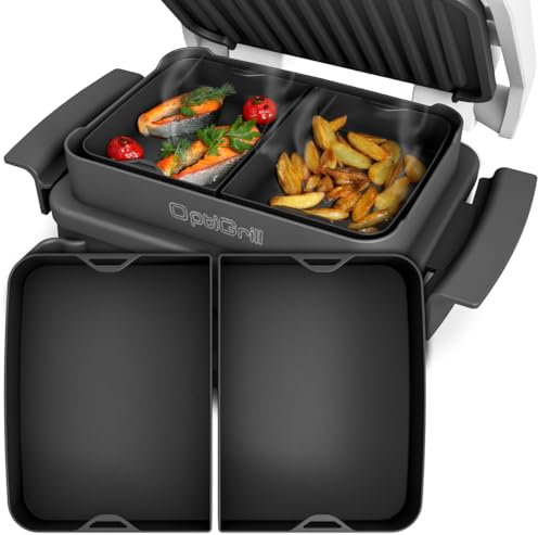 ZauberFry Backschalenteiler kompatibel mit Tefal OptiGrill, Elite, Plus +, Elite Plus, 4in1, 2in1-2 x Backschaleneinsatz aus Silikon, Zubehör, Backform