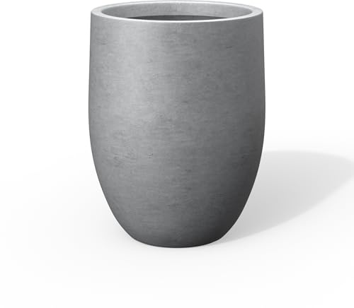 Kante Tall Concrete Planter, 21.7-inch Height Gray Large Indoor Outdoor Plant Pot with Drainage Hole for Patio Garden Home, Modern Decor for Flowers and Tree
