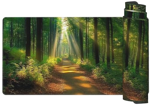 Mauspad Wald Mousepad XXL 600 X 300 mm, Schreibtischunterlage Landschaft Mauspad Gaming Mouse Pad, Mousepad mit Verbessert Präzision und Geschwindigkeit, Rutschfeste Gummibasis, Schreibtisch Büro Q872