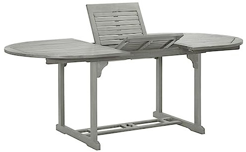Rantry Gartentisch Grau 200x100x75 cm Massivholz Akazie Oval Gartentisch Terrassentisch Balkontisch Couchtisch Garten Esstisch Tisch Esstisch für Terrasse Garten