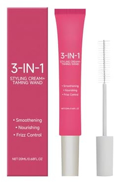 3-In-1 Styling Cream & Taming Wand, Elastic Curly Hair Styling Cream, Smoothes Frizz, Style Edges, Fine & Soft Hair Texture Air Like Styling 20ml (20ml, 1pc)
