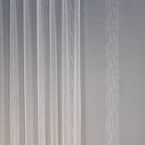 EASYHomefashion Hochwertige Fertiggardine Voile Store Deko Schal mit Stickerei Faltenband Bleiband Bergamo 225 x 600 cm (HöhexBreite)