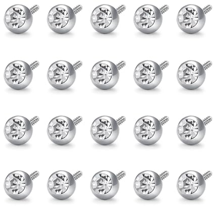 FECTAS 20er Piercing Kugel Set Edelstahl Silber Ersatzkugel Schraubkugel bauchnabelpiercing Kugel 5mm für Gewinde 1,6mm