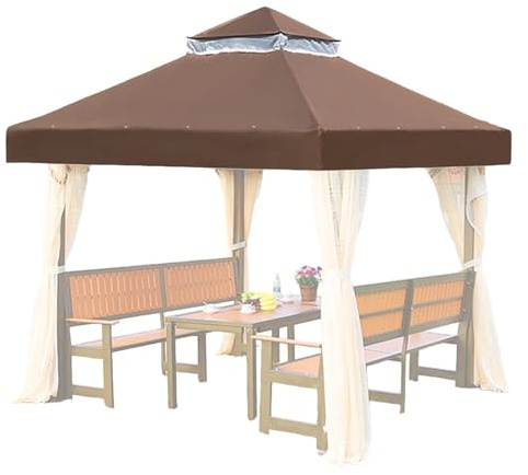 Nybhyjka Pavillon-Ersatzdach, doppelstöckige Pavillon-Dachabdeckung, doppellagig, wasserdicht, Schatten mit Hardtop, für Garten, Grill, Terrasse, Hinterhof