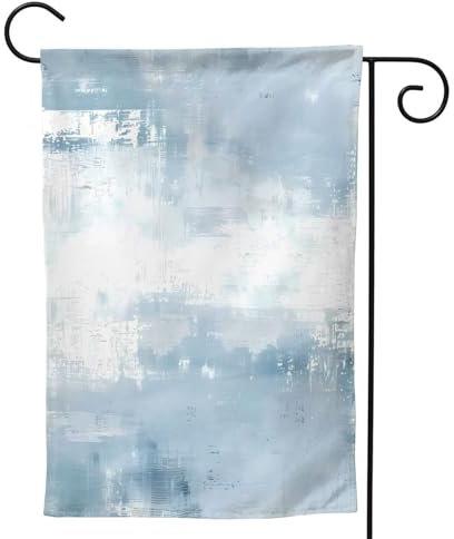 Mexpekil Bandera de jardín con textura artística azul, blanca y azul, de 12 x 18 pulgadas, doble cara, bandera de bienvenida decorativa para exteriores, patio, césped