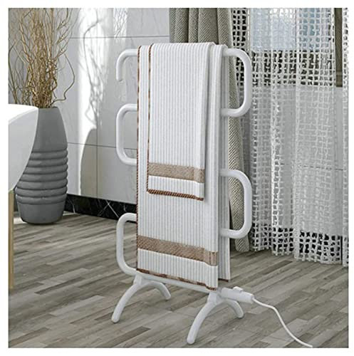 Heated Towel ?Rail, Floor Mounted Towel Warmer Rack, Free Standing 100W Portable Curved Towel Rail Radiator Floor Mounted Suitable for Bathroom Kitchen Living Room, White Times
