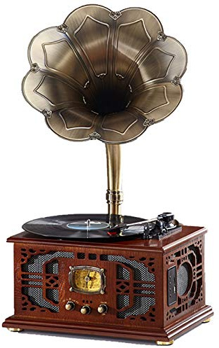 ZJFHEYUO Retro Bluetooth Speaker, Vintage Turntable Gramophone Shaped Speakers With TF Card Playback, U Disk Playback, Wireless Bluetooth, Phonograph Style For Home Decoration And Entertainment