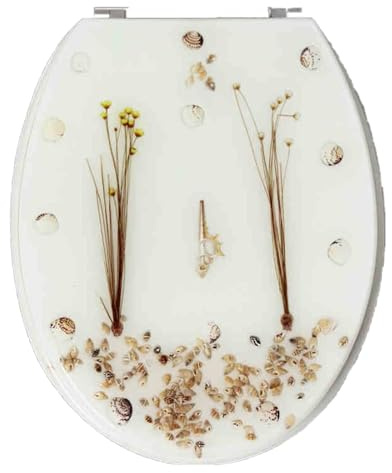 Soft Close Toilet Seat, Transparent Resin Toilet Seat Soft Close for U V O Type Toilets 33-39x42-49cm Multicolor Pack of 1(L Style)