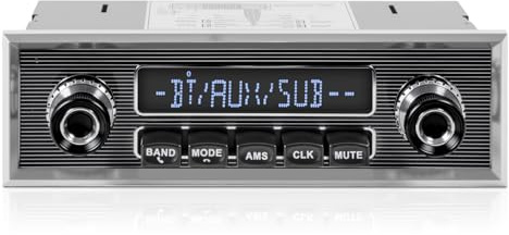 Retro Vintage Radio for Classic Vehicle - Single Din Bluetooth Car Stereo | AM FM USB AUX EQ Subwoofer RCA Output