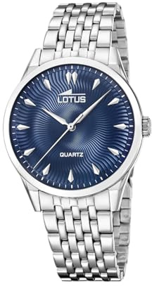 Lotus Herrenuhr Analog aus Edelstahl 316L | Quarzuhr, Widerstandsfähiges Mineralglas, Wasserdicht 5 ATM, 19056/4, Classic Steel