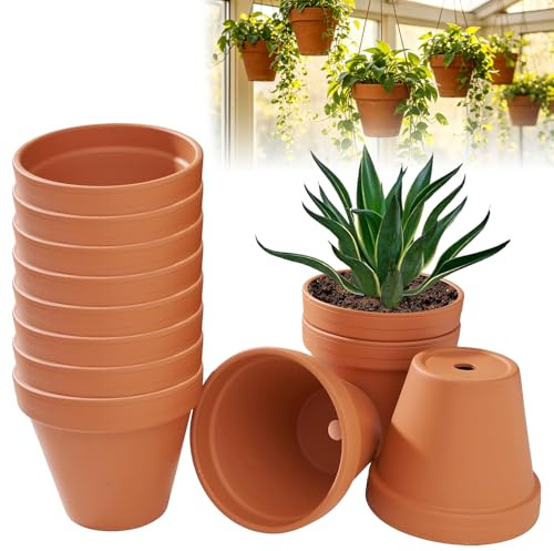Set di 12 mini vasi in terracotta Spetsbst, 7x6 cm, con foro di drenaggio, riutilizzabili, ideali per piante grasse, cactus e progetti fai da te
