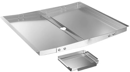 KiBcsLic Vassoio raccogli Grasso Regolabile in Acciaio Inox, Anti-Goccia, Anti-ruggine, per Barbecue, Cucina all'aperto, Prato, Patio, Attrezzi