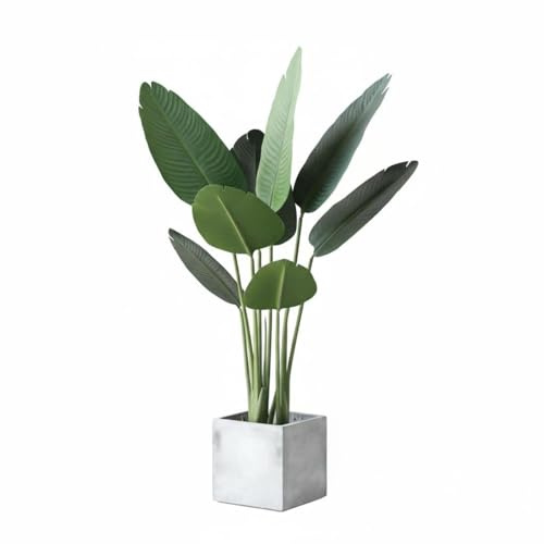 Baoblaze Decorative Greenery Planta Decorativa Palma Viajera Artificial de Interior Maceta Compacta Hojas con Textura Natural sin Riego Ni Adecuada para Salón, 1.2M, Cemento Palma Viajera