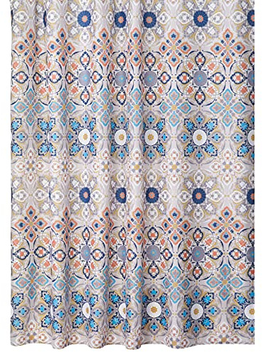 mDesign Duschvorhang mit Medallionmuster - ideales Badzubehör mit perfekten Maßen: 183 cm x 183 cm - langlebige Duschgardine - Farbe: braun