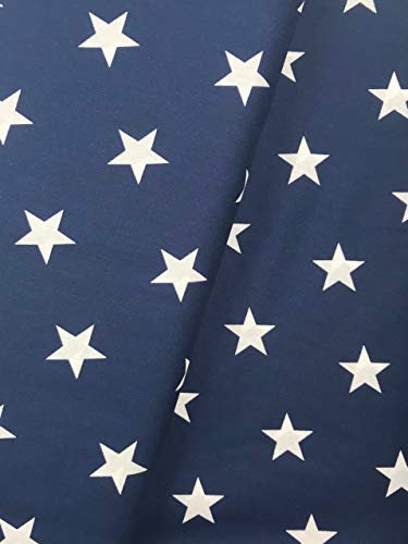Baumwollstoff Dekostoff Sterne 3cm, Breite 150cm 8 Farben (Dunkelblau, 200cm)