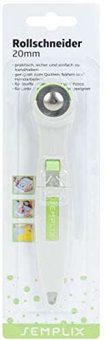 SEMPLIX Stoffschneider Super Mini mit Klingenschutz, 20mm - Rollschneider zum Basteln & Nähen (grün)