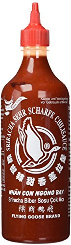 FLYING GOOSE Sriracha sehr scharfe Chilisauce, sehr scharf, rote Kappe, Würzsauce aus Thailand, 1 x 455 ml