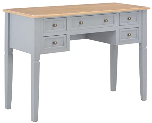 vidaXL Writing Desk Grey - Scenic Office Laptop Table for Home Study/Bedroom Computer Table 109.5cm MDF Pinewood