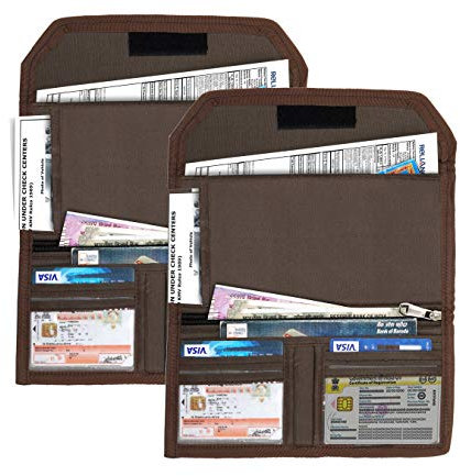 DAHSHA Lot de 2 porte-documents de voiture à deux roues – Portefeuille de rangement pour carte d'immatriculation et carte d'assurance, permis de conduire, livre télécommandé, PUC- marron