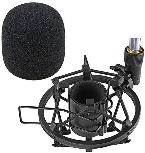 SUNMON SM58S Shock Absorbing Microphone Stand with Foam Windshield Vibration and Noise Absorbing Pop Filter Suitable for SM58S, SM58 Dynamic Mic