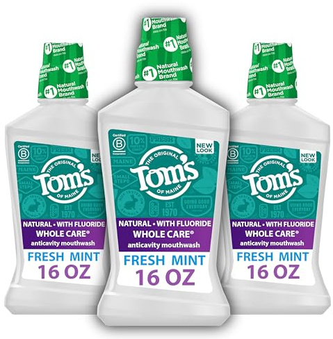 Tom's of Maine Whole Care Natural Anticavity Fluoride Mouthwash 3Pk, 16 oz