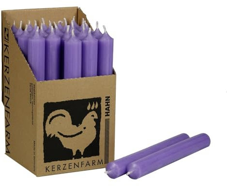 Stabkerzen 10 Stück Tafelkerzen durchgehend gefärbt Spitzkerzen für die Tisch-Deko zur Hochzeit Weihnachten & Party Farbe: Lavendel/Flieder Höhe:18cm