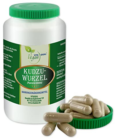 VITA IDEAL Vegan® Kudzu - Wurzel 120 Kapseln - Pueraria lobata - Tagesportion 900mg Kudzuwurzel reines Pulver. Natürlich, pflanzlich und ohne Zusatzstoffe, original von VITAIDEAL.