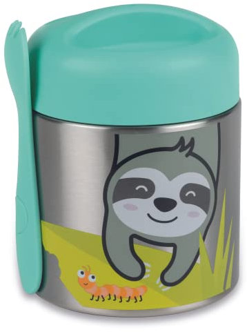 TUM TUM Bouteille alimentaire pour enfants avec fourchette magnétique et couvercle facile à ouvrir, bocal isotherme de 300 ml, paresseux Stanley