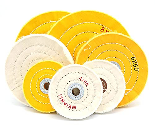 1 pcs Coton Polissage 2 à 8 pouces Tissu Polissage Roues Grinder Pour Or Argent Bijoux Métal Bois Polissage Abrasifs Outils, petit trou Blanc, 7 pouces