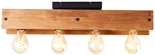 BRILLIANT Lampe, Calandra Deckenleuchte 4flg schwarz/holzfarbend, 4x A60, E27, 42W, Holz aus nachhaltiger Waldwirtschaft (FSC)