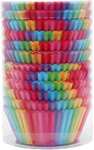 200 Stück Muffin Backformen Cupcake Wrapper Regenbogen Papier Fällen Liners Wrapper Muffinförmchen