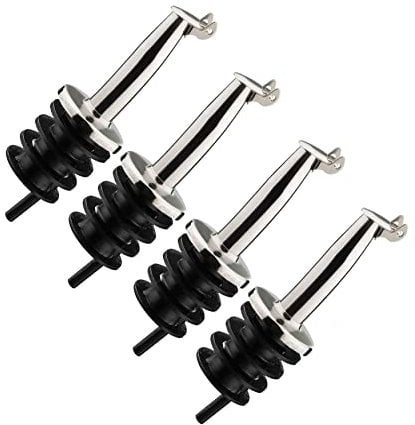 Westmark 4 Beccucci per Bottiglie di Liquori e Olio, Metallo/Acciaio Inossidabile, Tappi in Plastica, Inox Gastro, Argento, 468222E3