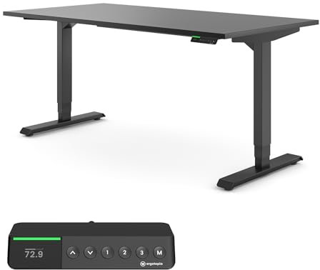 Ergotopia Desktopia Pro X Elektrisch höhenverstellbarer Schreibtisch, Ergonomischer Stehtisch für Büro oder Home Office (Schwarz, Gestell Schwarz, 180 x 80 cm)