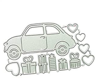 Sredwtk Geschenkwagen Weihnachten Stanzschablone Auto Stanzbögen Prägeschablone Silber Stanzformen Stanze für DIY Scrapbooking Basteln Fotopapier Journaling Cutting Dies